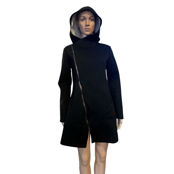 Betsey Johnson hooded jacket women’s longline scuba jacket sz small Asymmetrical - Picture 12 of 16